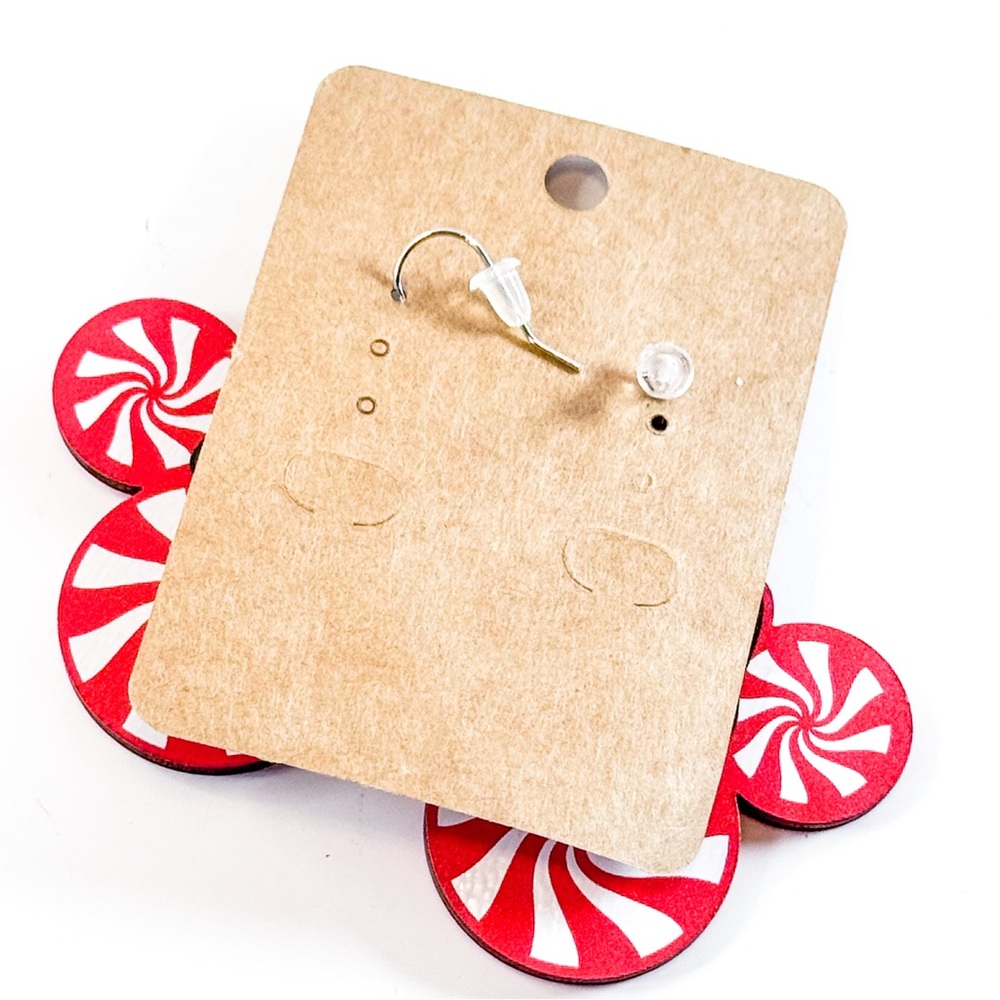 Holiday Peppermint Minnie Mouse Earrings with Green Bow - Picture 6 of 7